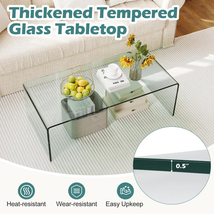 Dreamade Tempered Glass Coffee Table Set of 3 with Round Edges No Assembly Needed