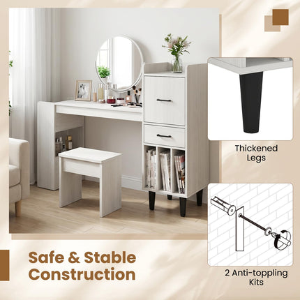 Dreamade Modern Computer Desk with Side Storage Shelves