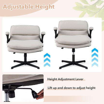 Dreamade Ergonomic Cross Legged Office Desk Chair w/Wide Thick Padded Seat