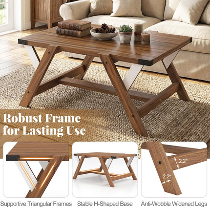 Dreamade 35.5" Farmhouse Coffee Table with Decorative Nailhead Accents & Robust Frame