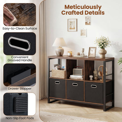 Dreamade 6 Cube Storage Organizer with 3 Storage Bins