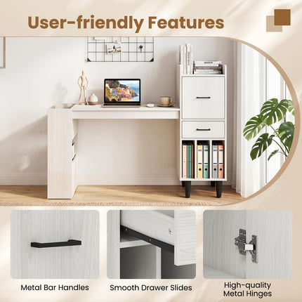 Dreamade Modern Computer Desk with Side Storage Shelves