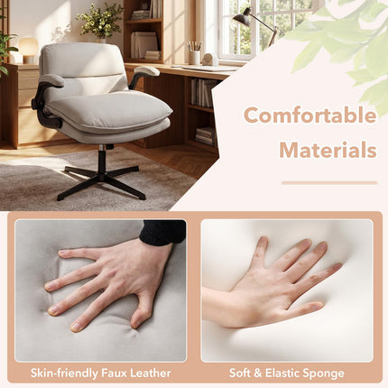 Dreamade Ergonomic Cross Legged Office Desk Chair w/Wide Thick Padded Seat