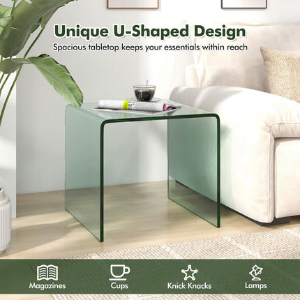 Dreamade Tempered Glass Coffee Table Set of 3 with Round Edges No Assembly Needed