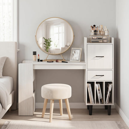 Dreamade Modern Computer Desk with Side Storage Shelves