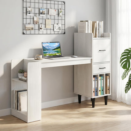 Dreamade Modern Computer Desk with Side Storage Shelves