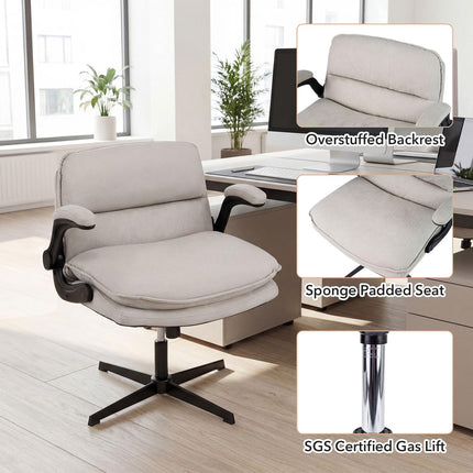 Dreamade Ergonomic Cross Legged Office Desk Chair w/Wide Thick Padded Seat