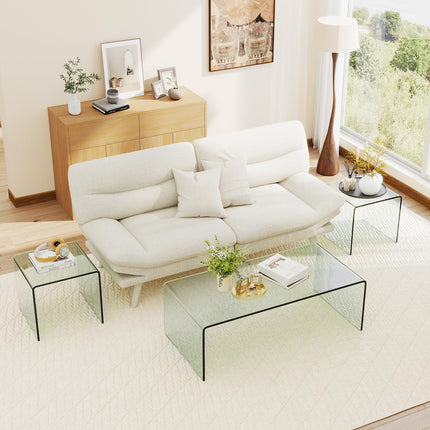 Dreamade Tempered Glass Coffee Table Set of 3 with Round Edges No Assembly Needed
