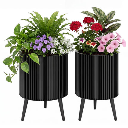 Dreamade Set of 2 Flower Pots with Stand with Drainage Holes