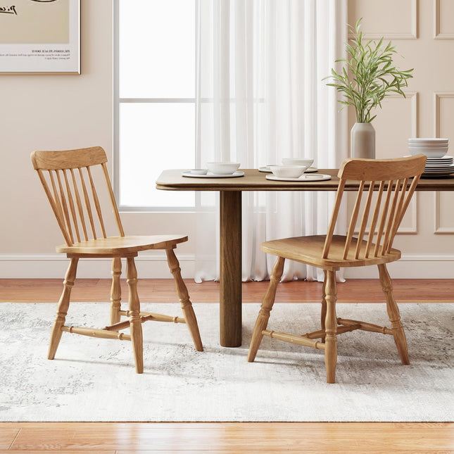 Dreamade Windsor Dining Chairs Set of 2/4 with Turned Legs & Curved Spindle Back