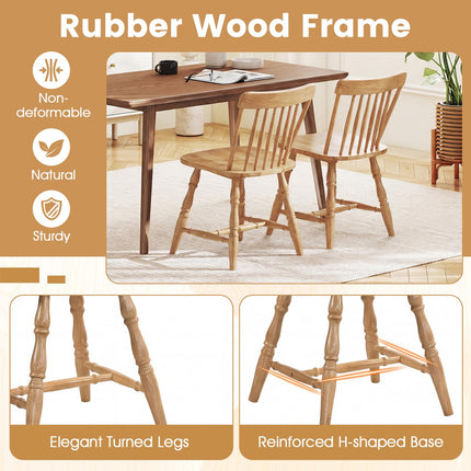Dreamade Windsor Dining Chairs Set of 2/4 with Turned Legs & Curved Spindle Back
