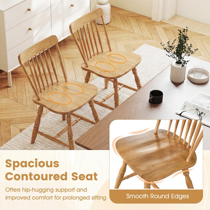 Dreamade Windsor Dining Chairs Set of 2/4 with Turned Legs & Curved Spindle Back