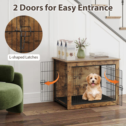 Dreamade Dog Crate Furniture with Cushion - 33"/ 39" L Indoor Dog Kennel with Double Doors