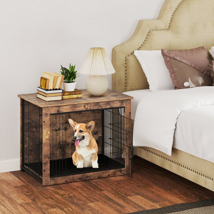 Dreamade Dog Crate Furniture with Cushion - 33"/ 39" L Indoor Dog Kennel with Double Doors