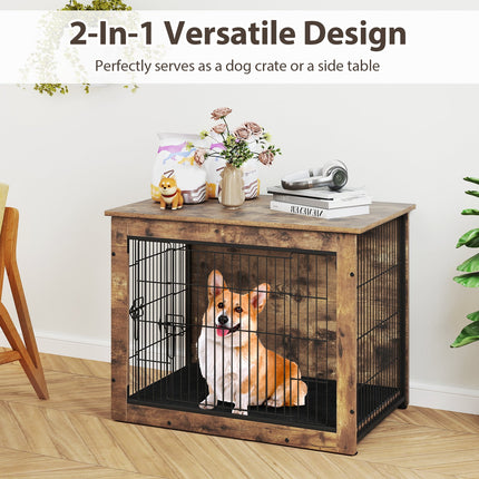 Dreamade Dog Crate Furniture with Cushion - 33"/ 39" L Indoor Dog Kennel with Double Doors