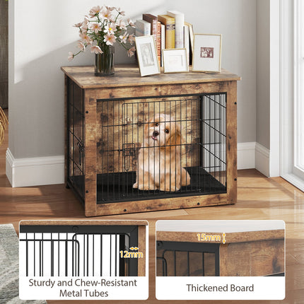 Dreamade Dog Crate Furniture with Cushion - 33"/ 39" L Indoor Dog Kennel with Double Doors