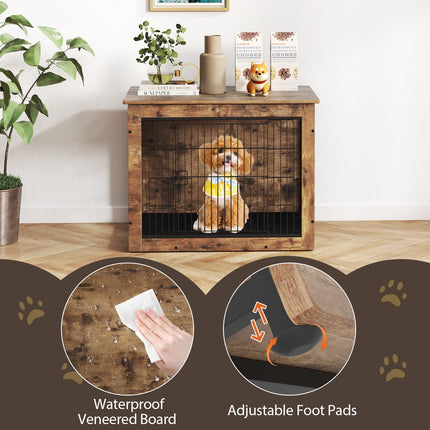 Dreamade Dog Crate Furniture with Cushion - 33"/ 39" L Indoor Dog Kennel with Double Doors