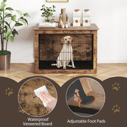 Dreamade Dog Crate Furniture with Cushion - 33"/ 39" L Indoor Dog Kennel with Double Doors