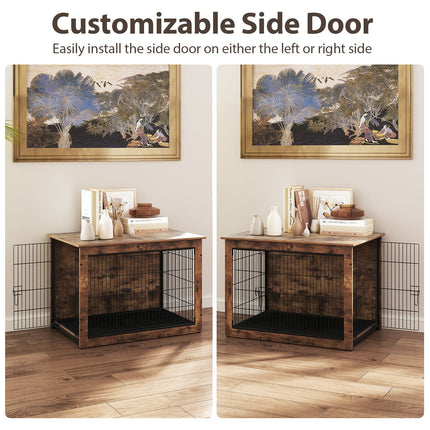 Dreamade Dog Crate Furniture with Cushion - 33"/ 39" L Indoor Dog Kennel with Double Doors