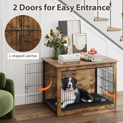 Dreamade Dog Crate Furniture with Cushion - 33"/ 39" L Indoor Dog Kennel with Double Doors