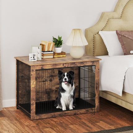 Dreamade Dog Crate Furniture with Cushion - 33"/ 39" L Indoor Dog Kennel with Double Doors