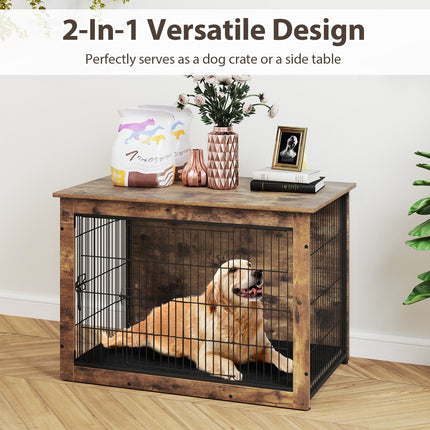 Dreamade Dog Crate Furniture with Cushion - 33"/ 39" L Indoor Dog Kennel with Double Doors