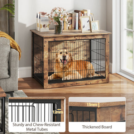 Dreamade Dog Crate Furniture with Cushion - 33"/ 39" L Indoor Dog Kennel with Double Doors