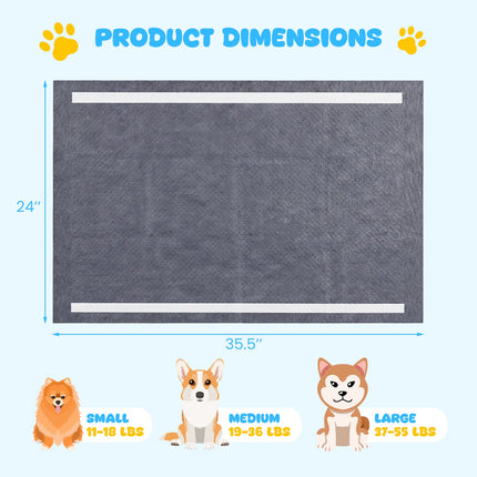 Dreamade 150-Pack 36" x 24"/24" x 24" Charcoal Dog Pee Pads