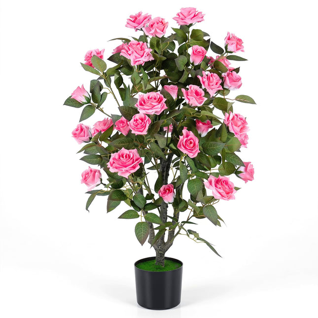 Dreamade 35.5" Artificial Rose Tree with 32 Blooming Flowers | Free Maintenance