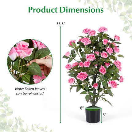 Dreamade 35.5" Artificial Rose Tree with 32 Blooming Flowers | Free Maintenance