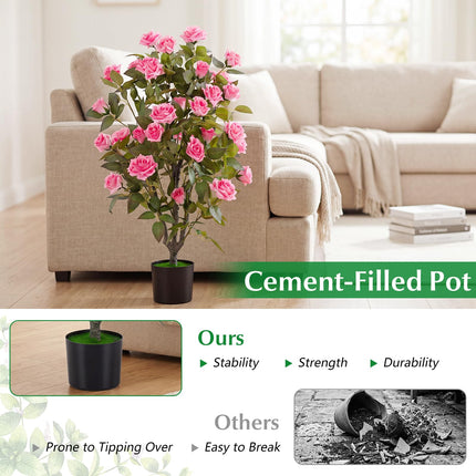 Dreamade 35.5" Artificial Rose Tree with 32 Blooming Flowers | Free Maintenance