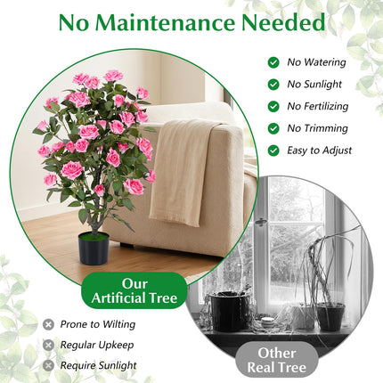 Dreamade 35.5" Artificial Rose Tree with 32 Blooming Flowers | Free Maintenance