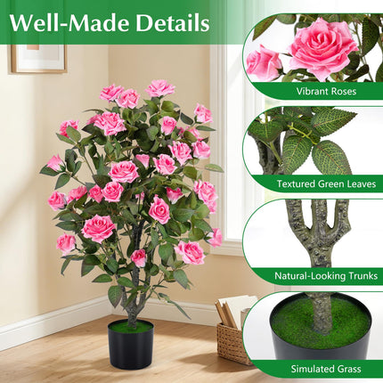 Dreamade 35.5" Artificial Rose Tree with 32 Blooming Flowers | Free Maintenance