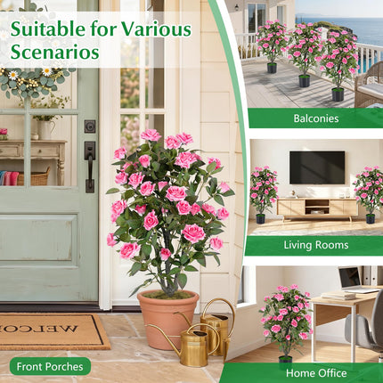 Dreamade 35.5" Artificial Rose Tree with 32 Blooming Flowers | Free Maintenance