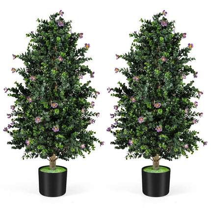 Dreamade 2 Pack 36" Artificial Topiary Cone Tree w/49 Flowers