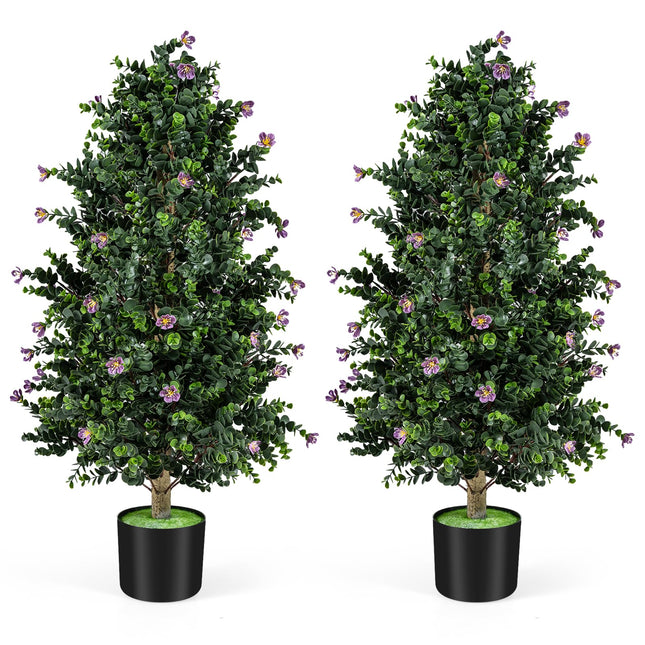 Dreamade 2 Pack 36" Artificial Topiary Cone Tree w/49 Flowers