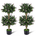 Dreamade 3 FT Artificial Double Ball Boxwood Topiary Trees Set of 2 for Porch Home Decoration