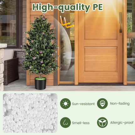 Dreamade 2 Pack 36" Artificial Topiary Cone Tree w/49 Flowers