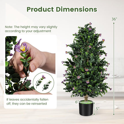 Dreamade 2 Pack 36" Artificial Topiary Cone Tree w/49 Flowers