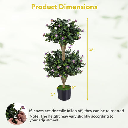 Dreamade 3 FT Artificial Double Ball Boxwood Topiary Trees Set of 2 for Porch Home Decoration