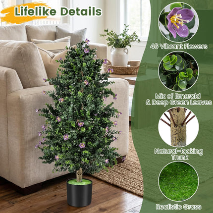 Dreamade 2 Pack 36" Artificial Topiary Cone Tree w/49 Flowers