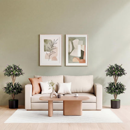 Dreamade 3 FT Artificial Double Ball Boxwood Topiary Trees Set of 2 for Porch Home Decoration