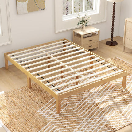 Dreamade 14 Inch Twin Wood Platform Bed Frame, Minimalist Twin Bed Frame with Wooden Slats Support & Rubber Wood Legs