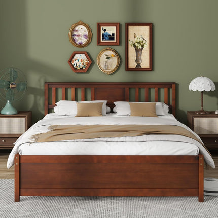 Dreamade Solid Wood Platform Bed Frame, Mid Century Full Bed Frame with Headboard