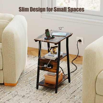 Dreamade 3-Tier Industrial Nightstand with Charging Station (1/2)