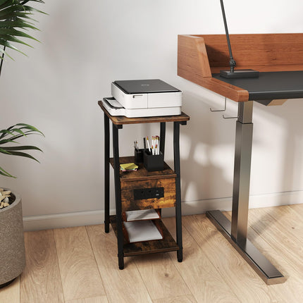 Dreamade 3-Tier Industrial Nightstand with Charging Station (1/2)