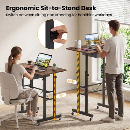 Dreamade 31.5 Small Standing Desk with Drawer for Walking Pad Treadmill