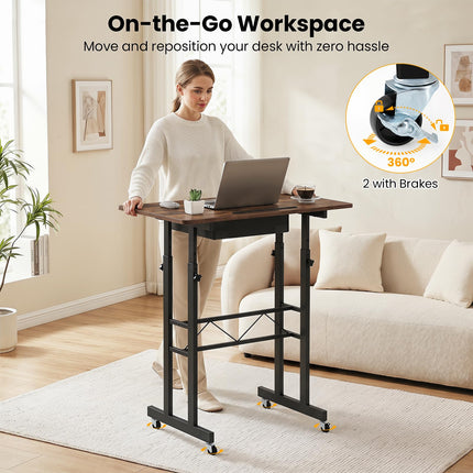 Dreamade 31.5 Small Standing Desk with Drawer for Walking Pad Treadmill