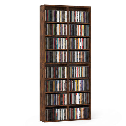 Dreamade DVD Shelf | 16-Shelf Wide CD Rack with 12 Adjustable Shelves (1/2)