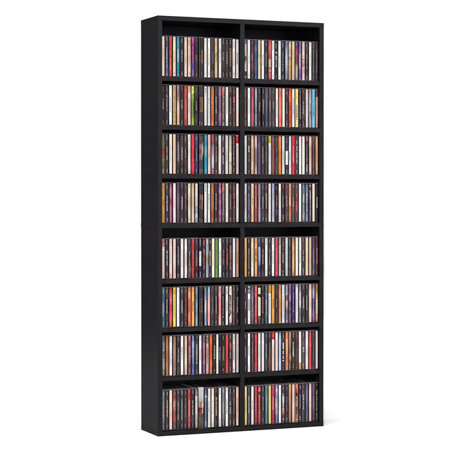 Dreamade DVD Shelf | 16-Shelf Wide CD Rack with 12 Adjustable Shelves (1/2)